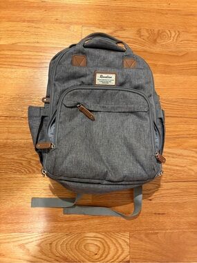 Ruvalino Diaper Bag- Grey with 10 pockets & changing pad included